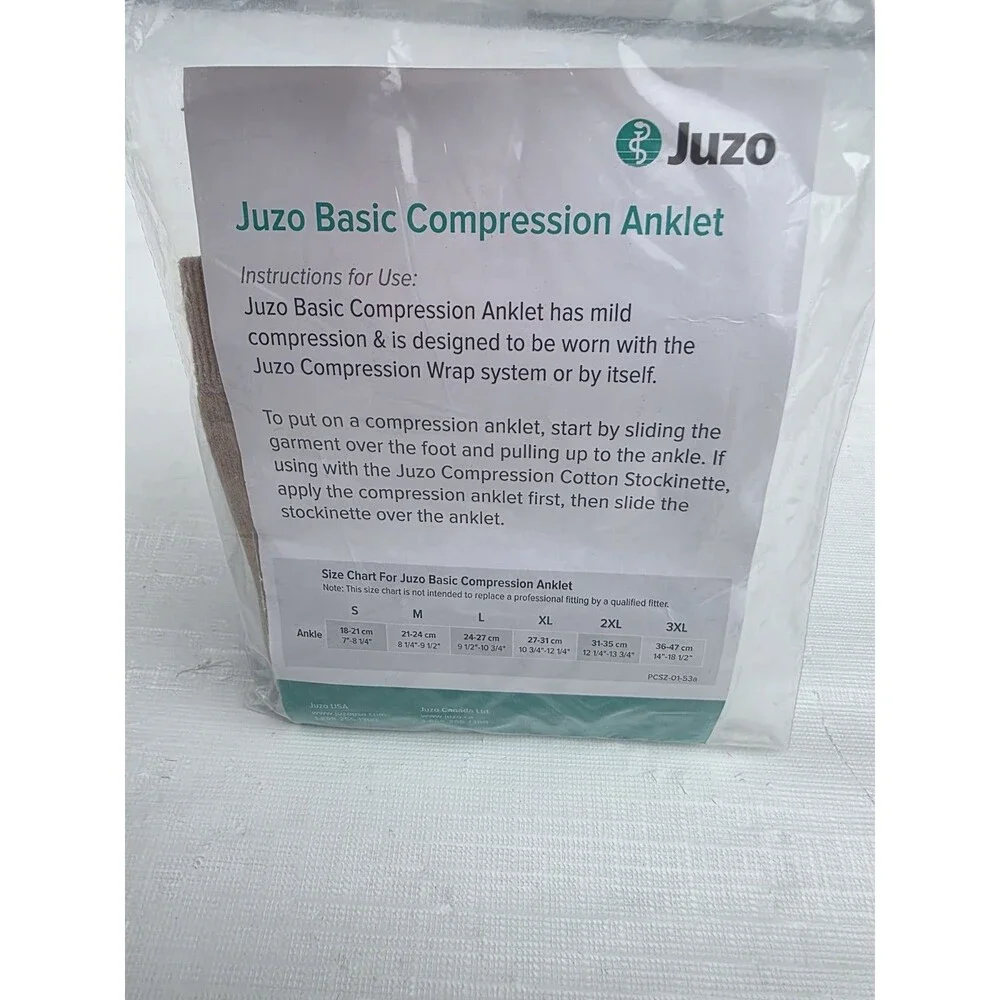 Juzo Basic Compression Anklet Black & Beige 4411AB XL Open Toe New in Package